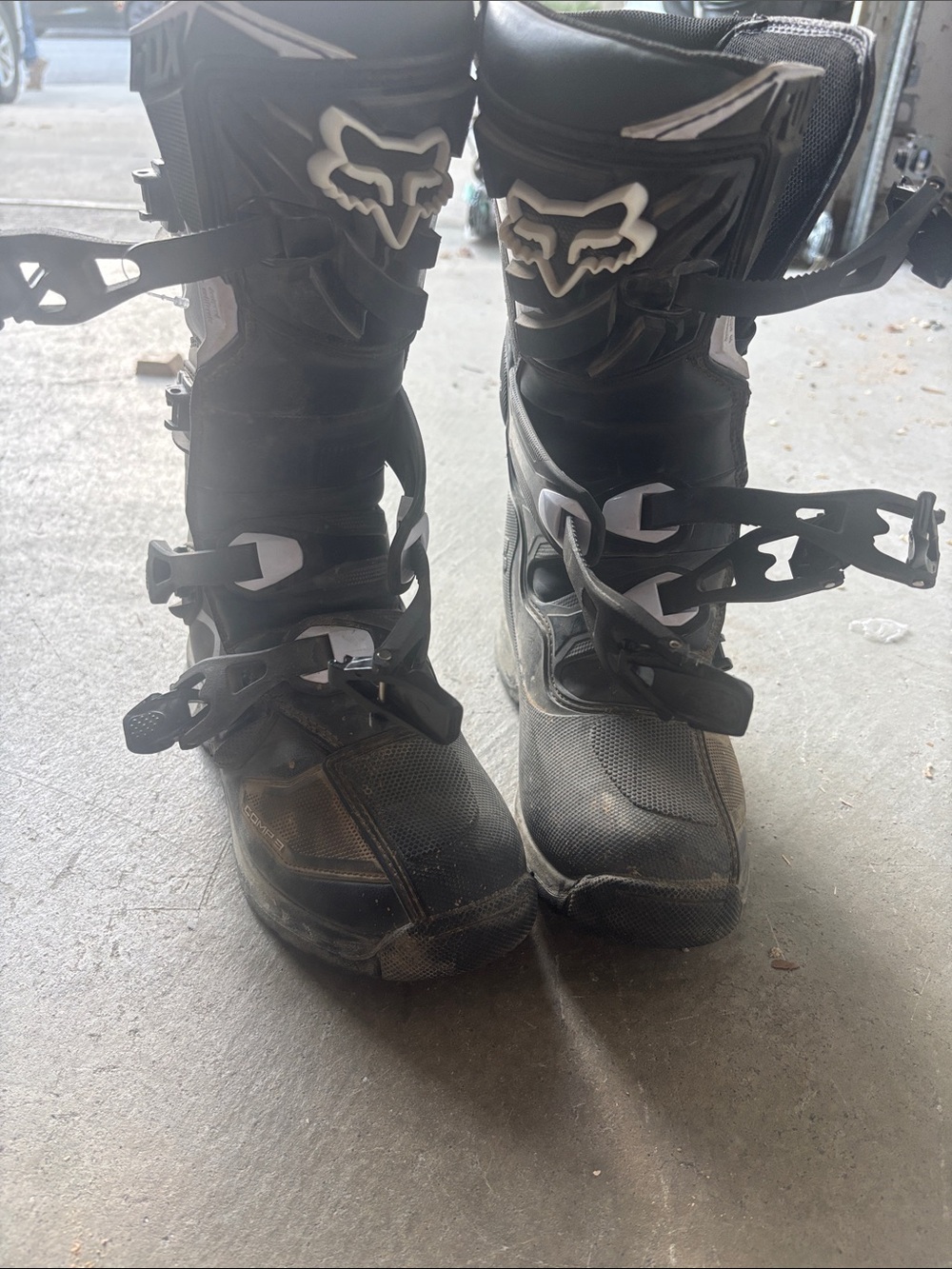 Fox Black and White Motocross Boots